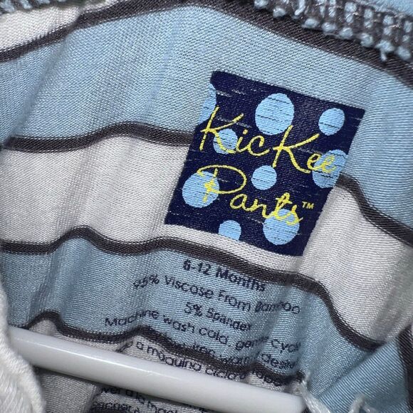 KicKee Pants Boys Bamboo Striped Romper 6-12m Blue White - Picture 5 of 8